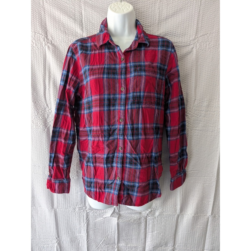 Old Navy The Classic Shirt Red Blue Plaid Flannel Button Down Medium